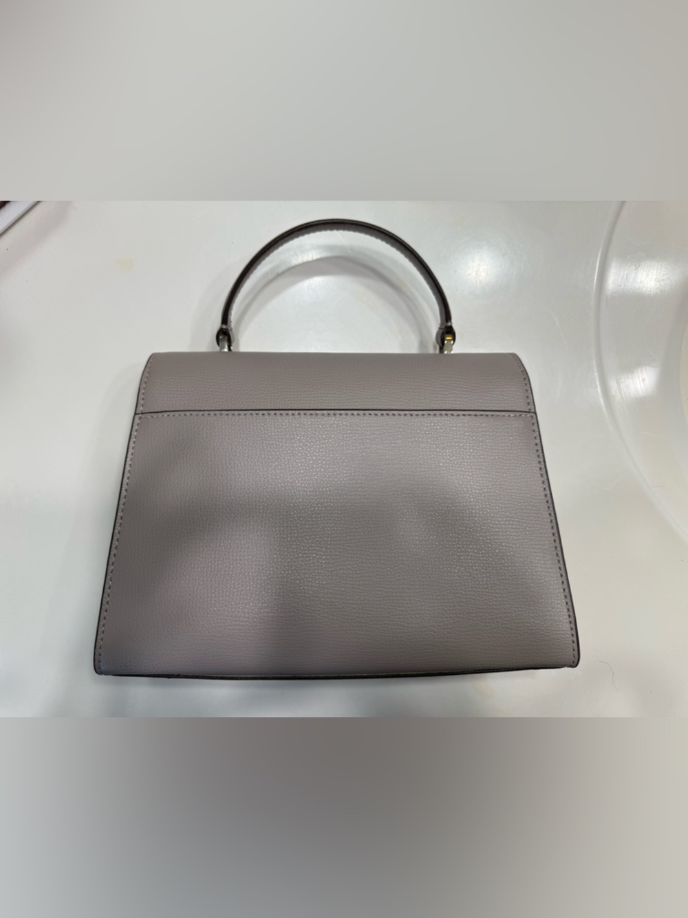 kate spade pebble leather top-handle satchel in mauve gray - Picture 2 of 3